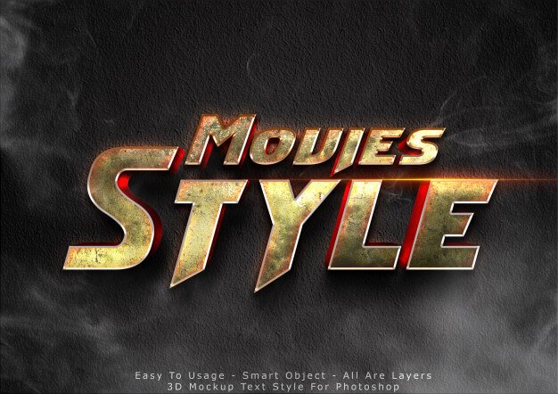 3d movies mockup text style effect Premium Psd