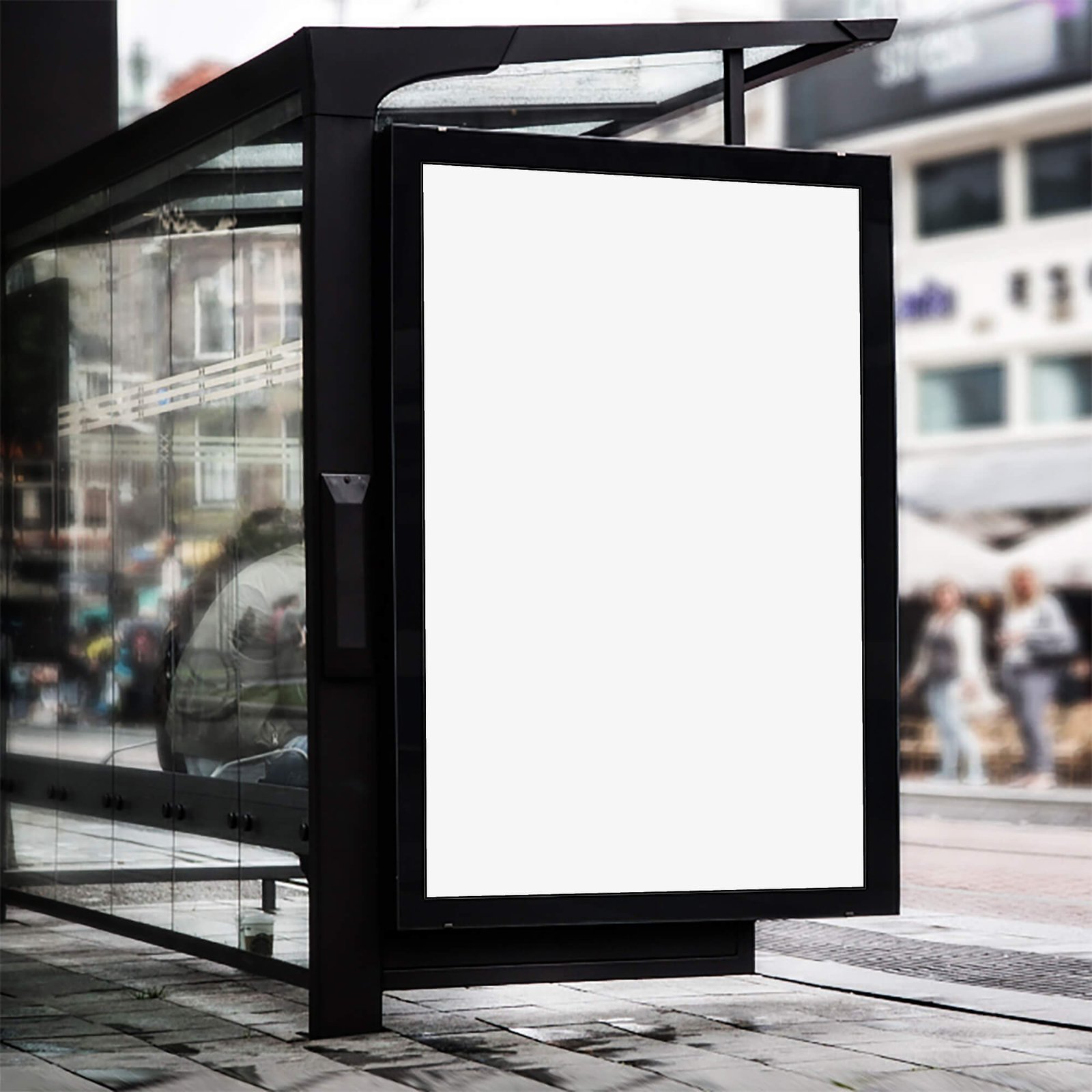 Blank Free Bus Shelter Mockup PSD Template