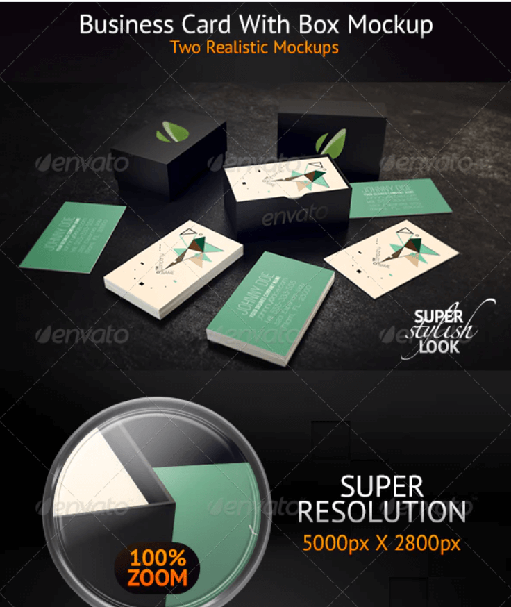 Business Card with Box Mockup