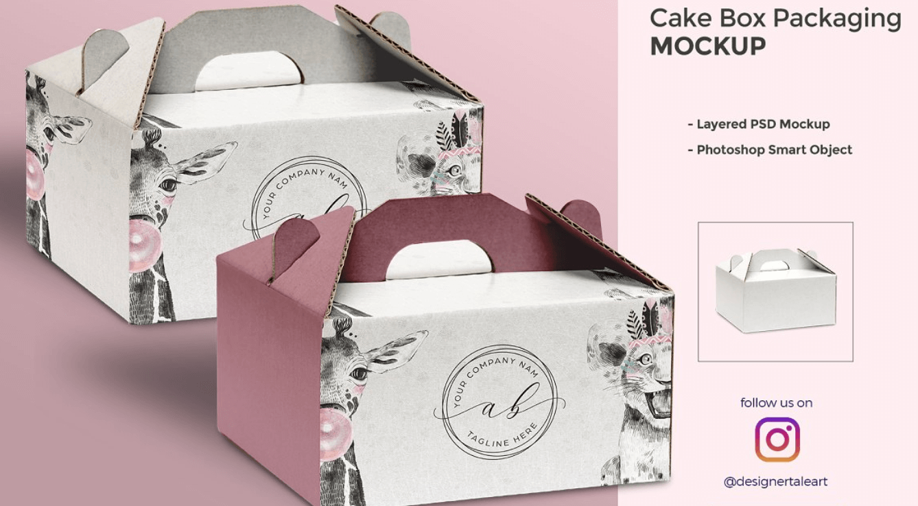 Cake Box Packaging Mockup