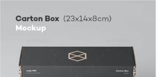 Carton Box Mockup 23x14x8