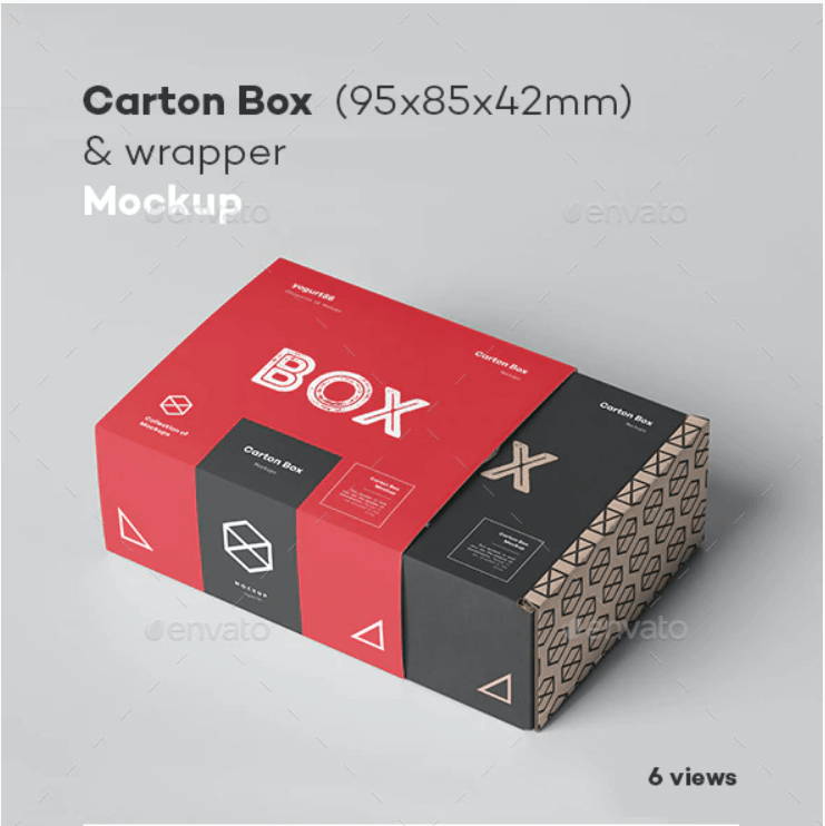 Carton Box Mockup 95x85x42 & Wrapper