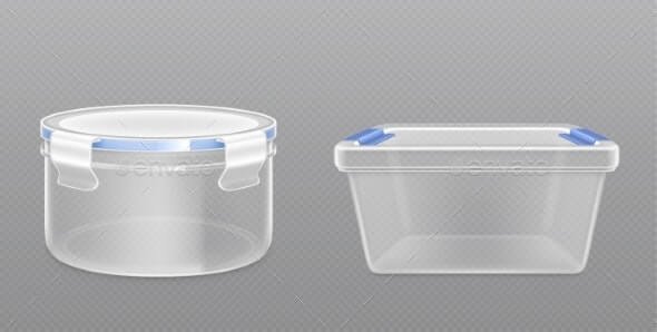 Clear Empty Plastic Bucket Front View