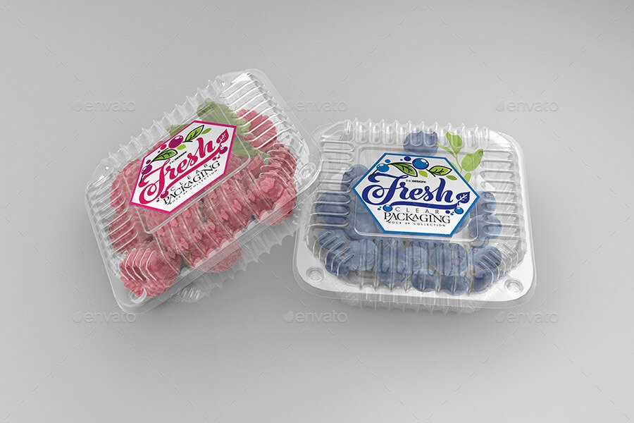 Clear Square Clamshell Food Container Packaging Mockup