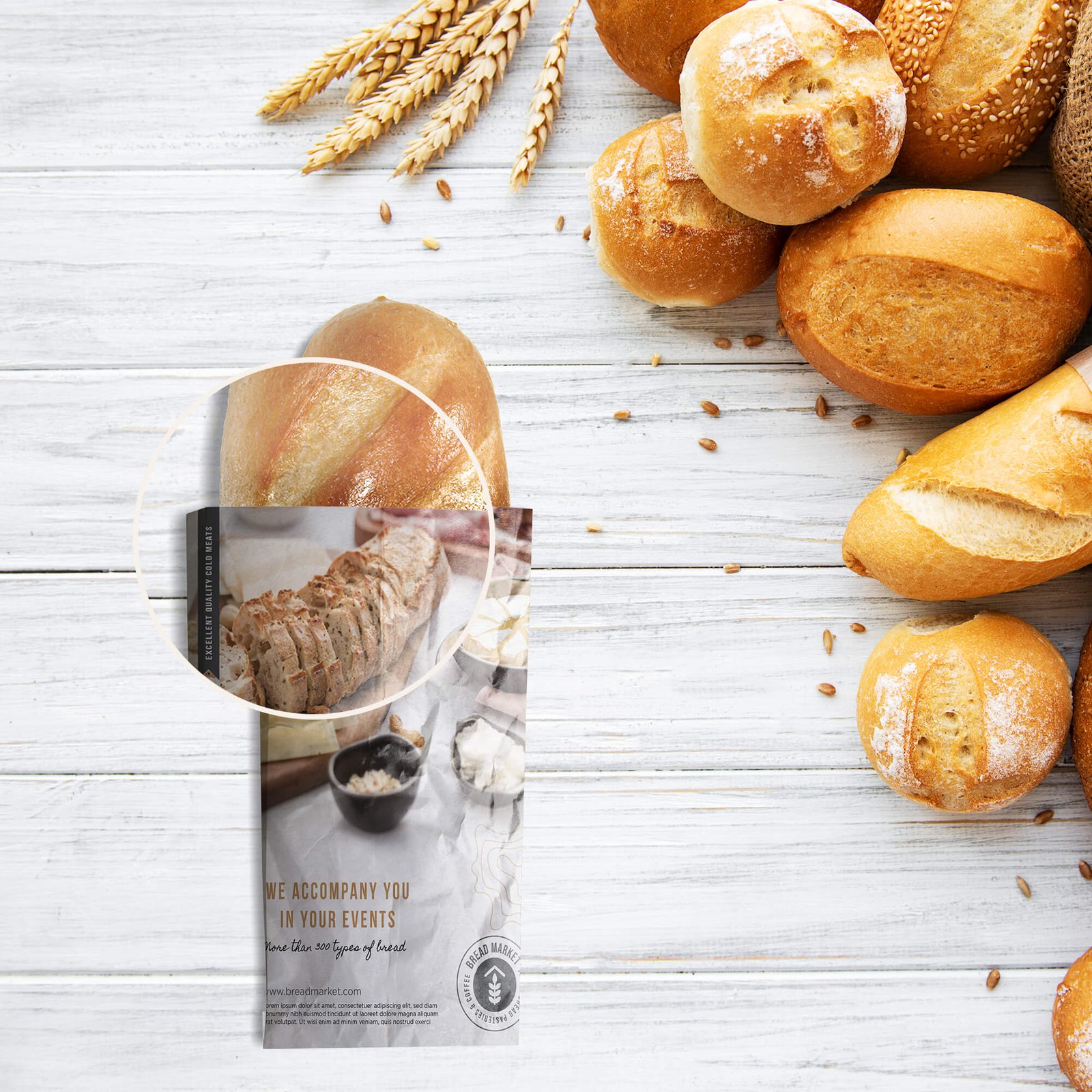 Close UP Of a Free Bread Mockup PSD Template