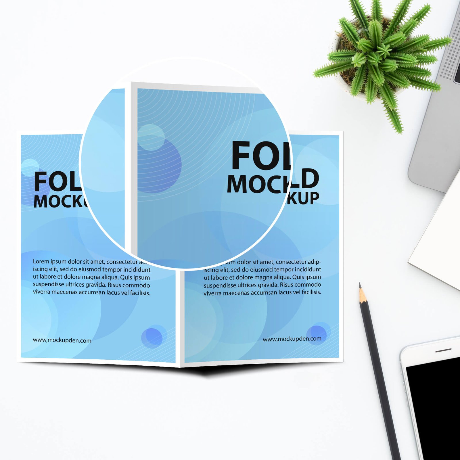 Close UP Of a Free Fold Mockup PSD Template (2)