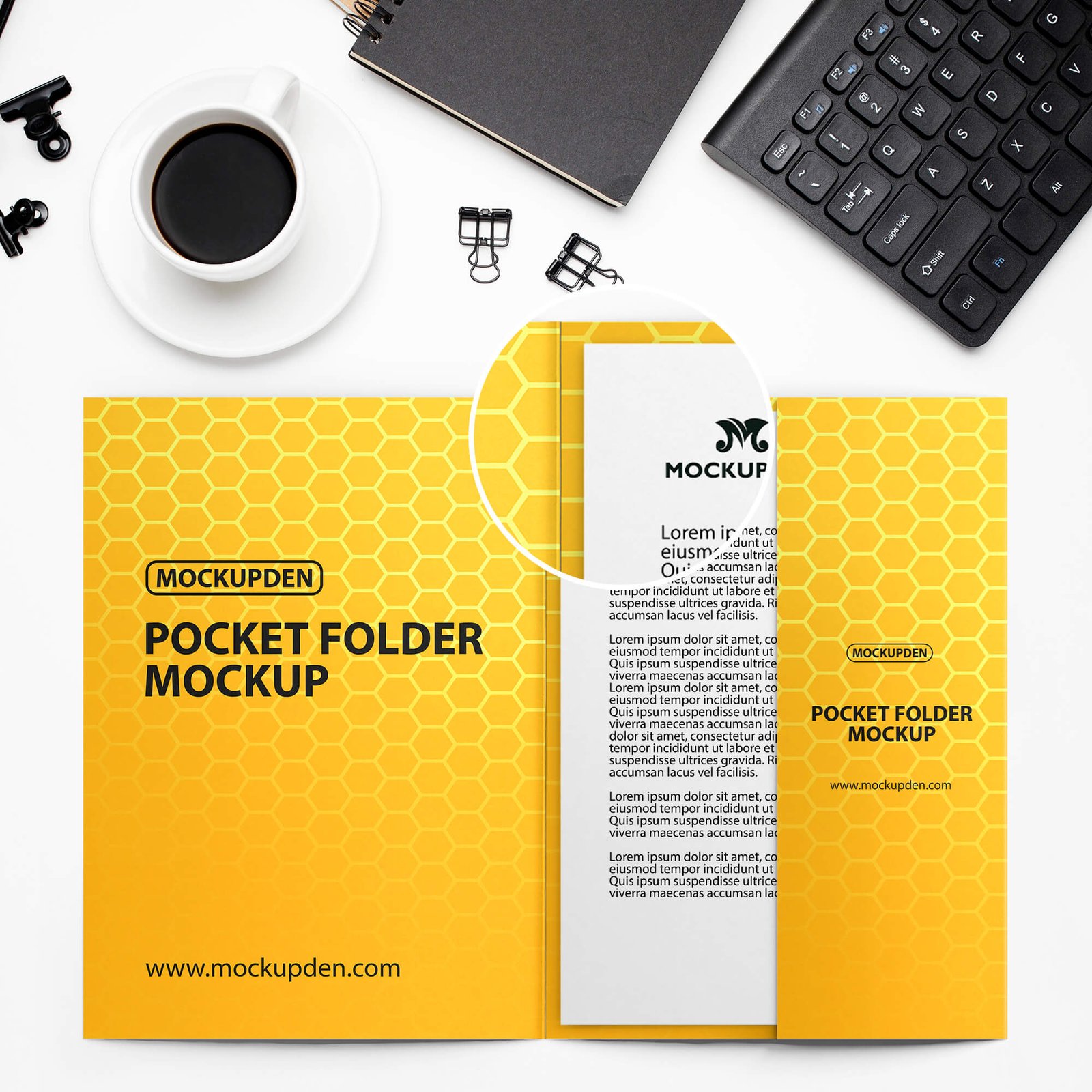 Close UP Of a Free Pocket Folder Mockup PSD Template