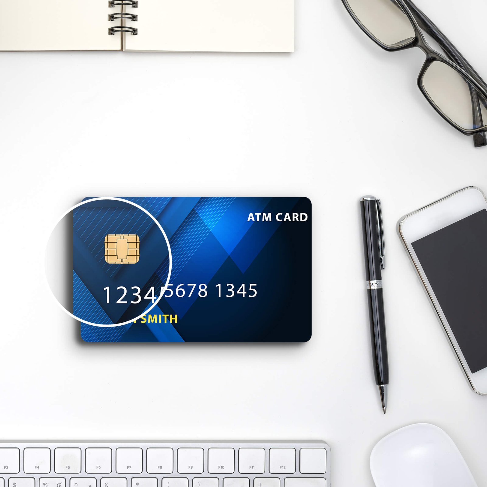 Close Up Of a Free ATM Card Mockup PSD Template