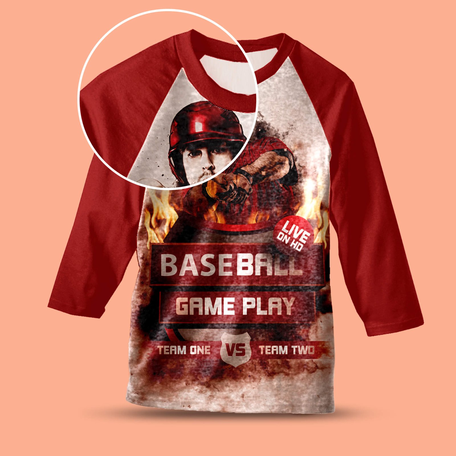 Close Up Of a Free Baseball Tee Mockup PSD Template