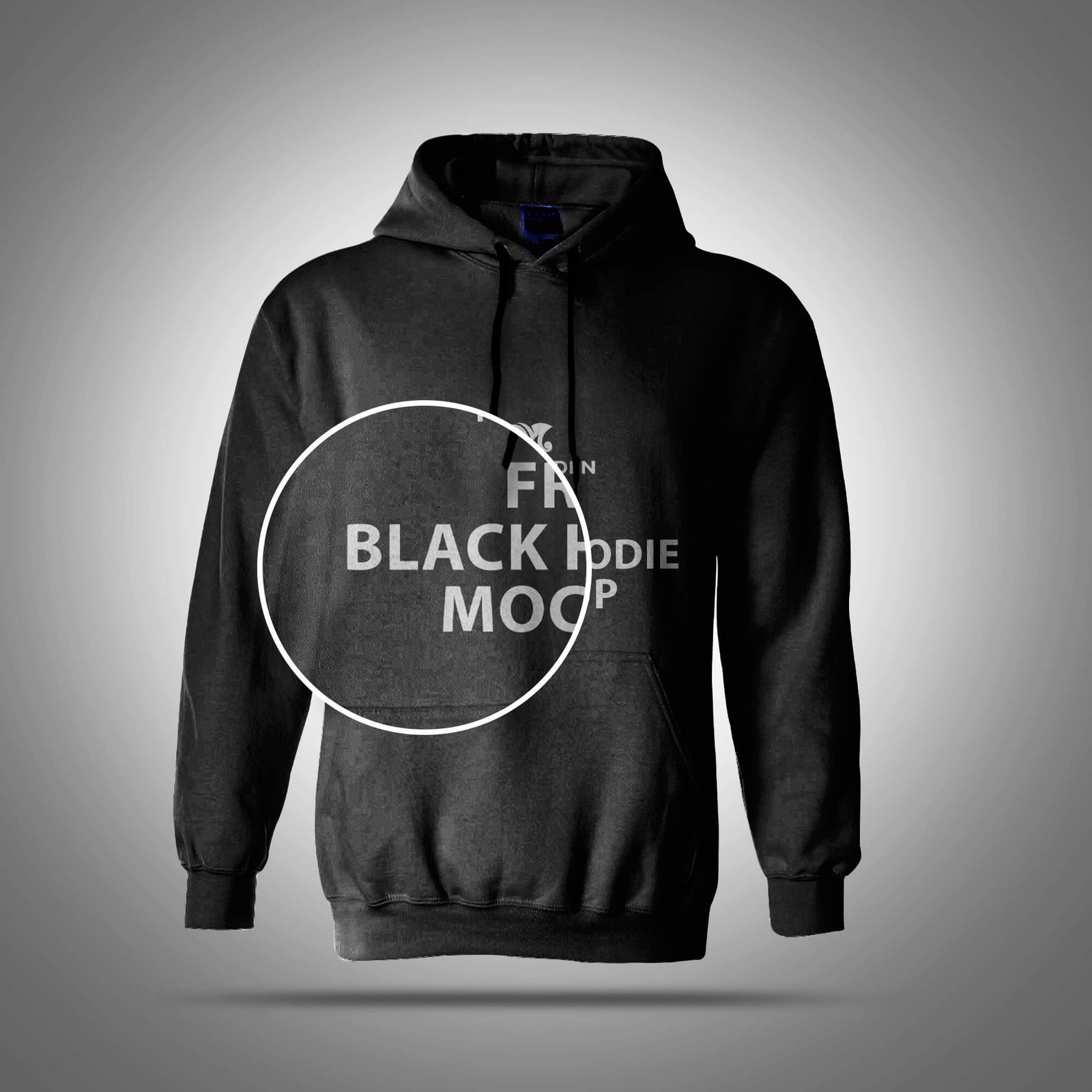 Close Up Of a Free Black Hoodie Mockup PSD Template