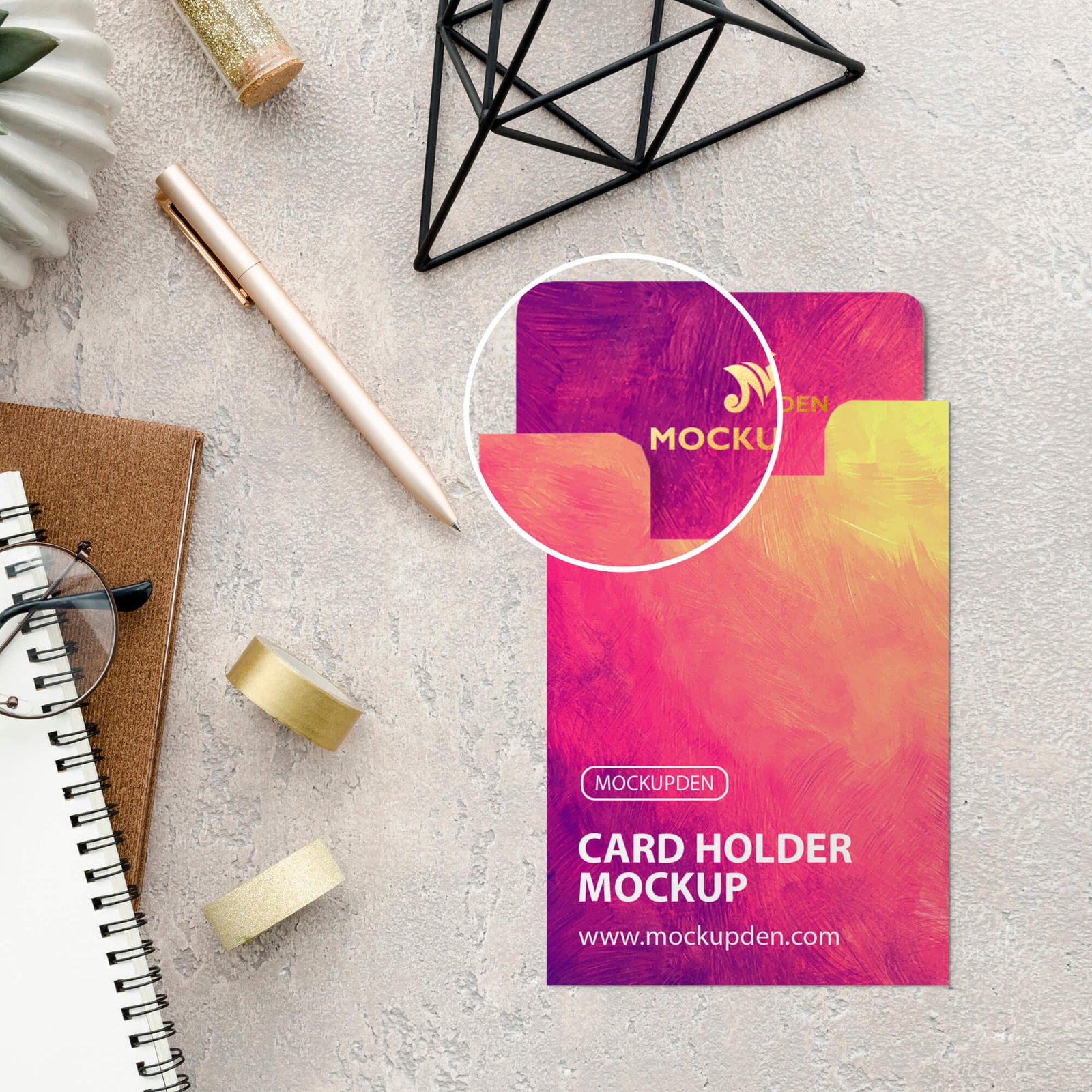 Close Up Of a Free Card Holder Mockup PSD Template