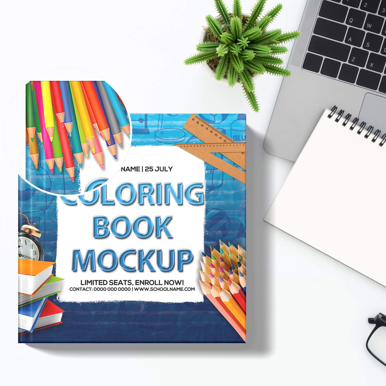 Free Coloring Book Mockup PSD Template Mockup Den