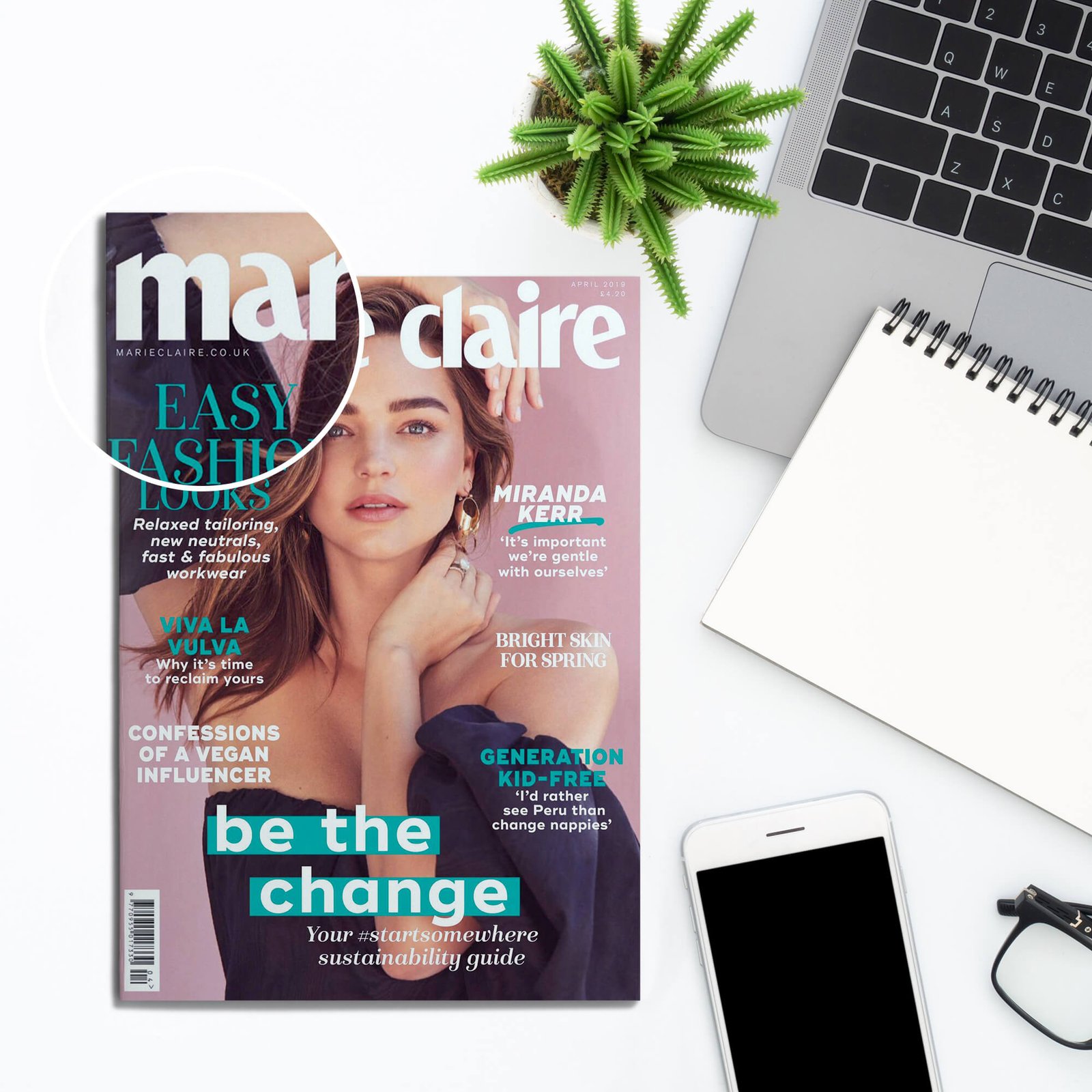 Close Up Of a Free Cover Magazine Mockup PSD Template