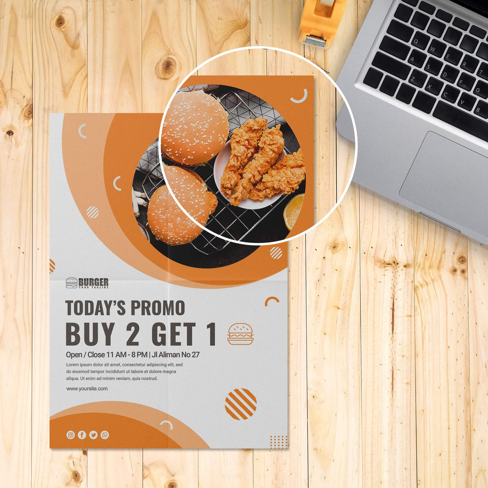 Close Up Of a Free Folded Poster Mockup PSD Template 1