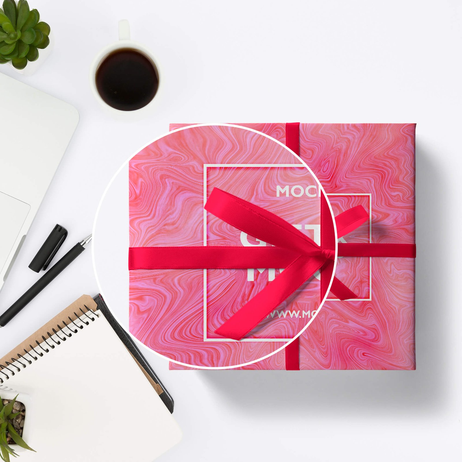 Close Up Of a Free Gift Box Mockup PSD Template (1)