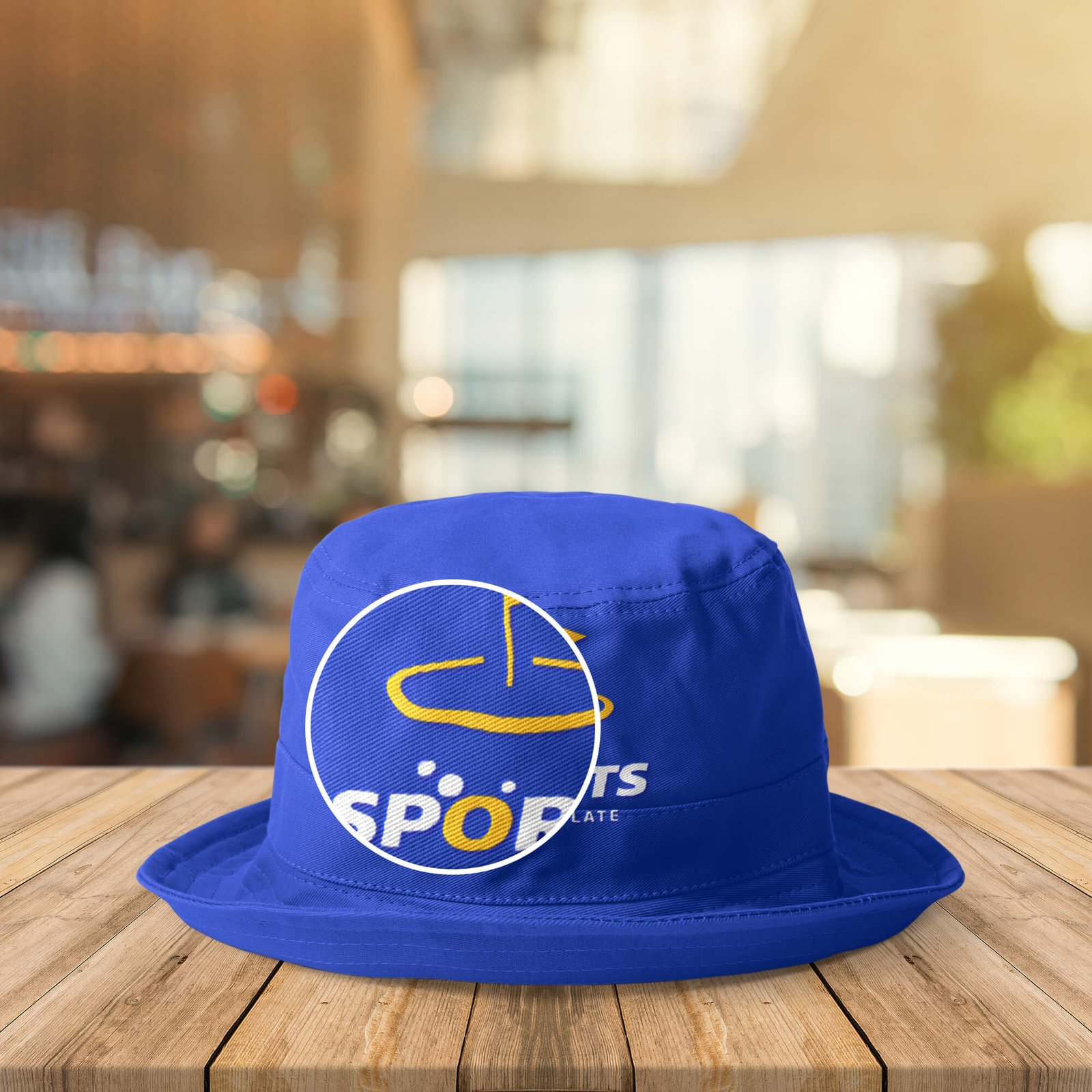 Close Up Of a Free Hat logo Mockup PSD Template