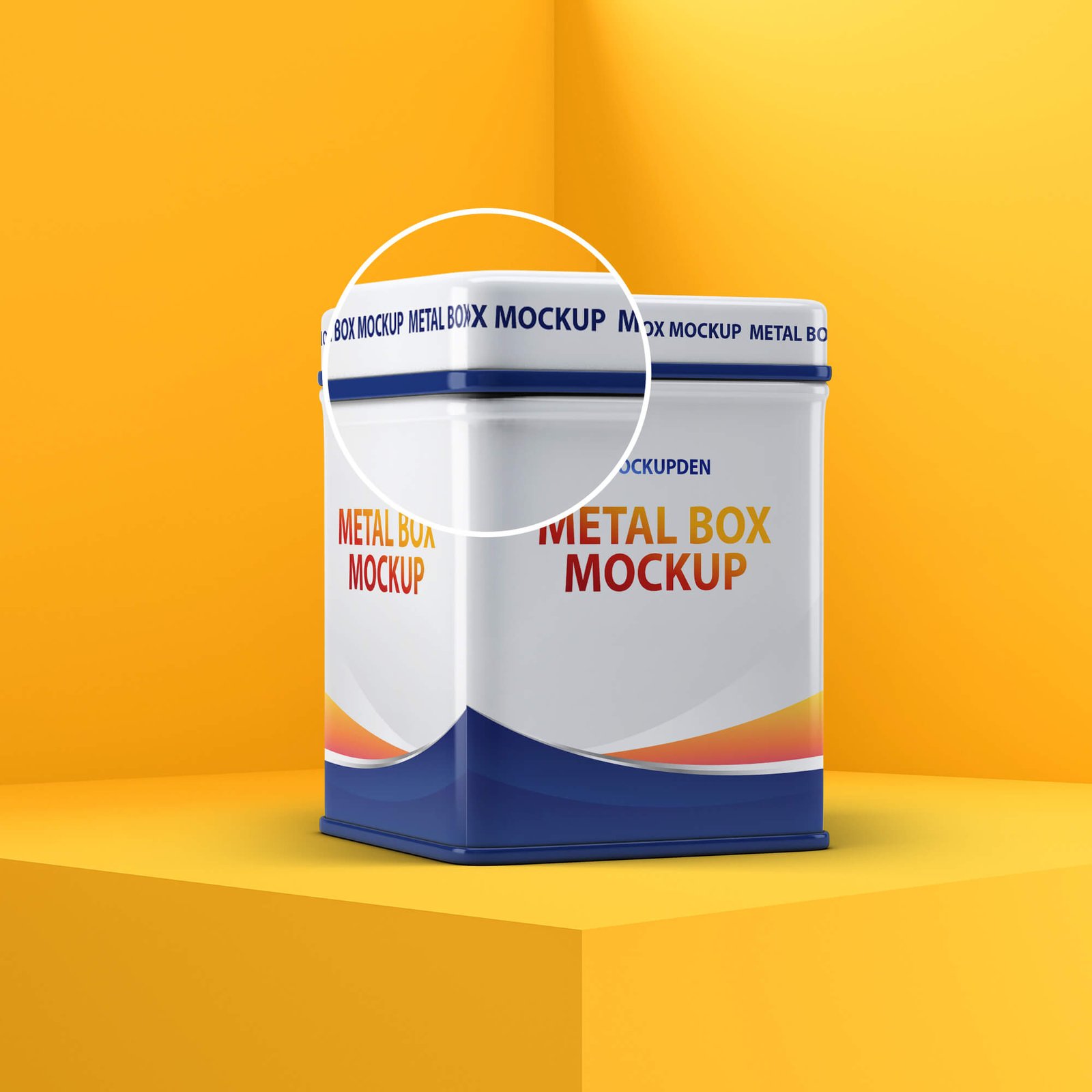 Close Up Of a Free Metal Box Mockup PSD Template