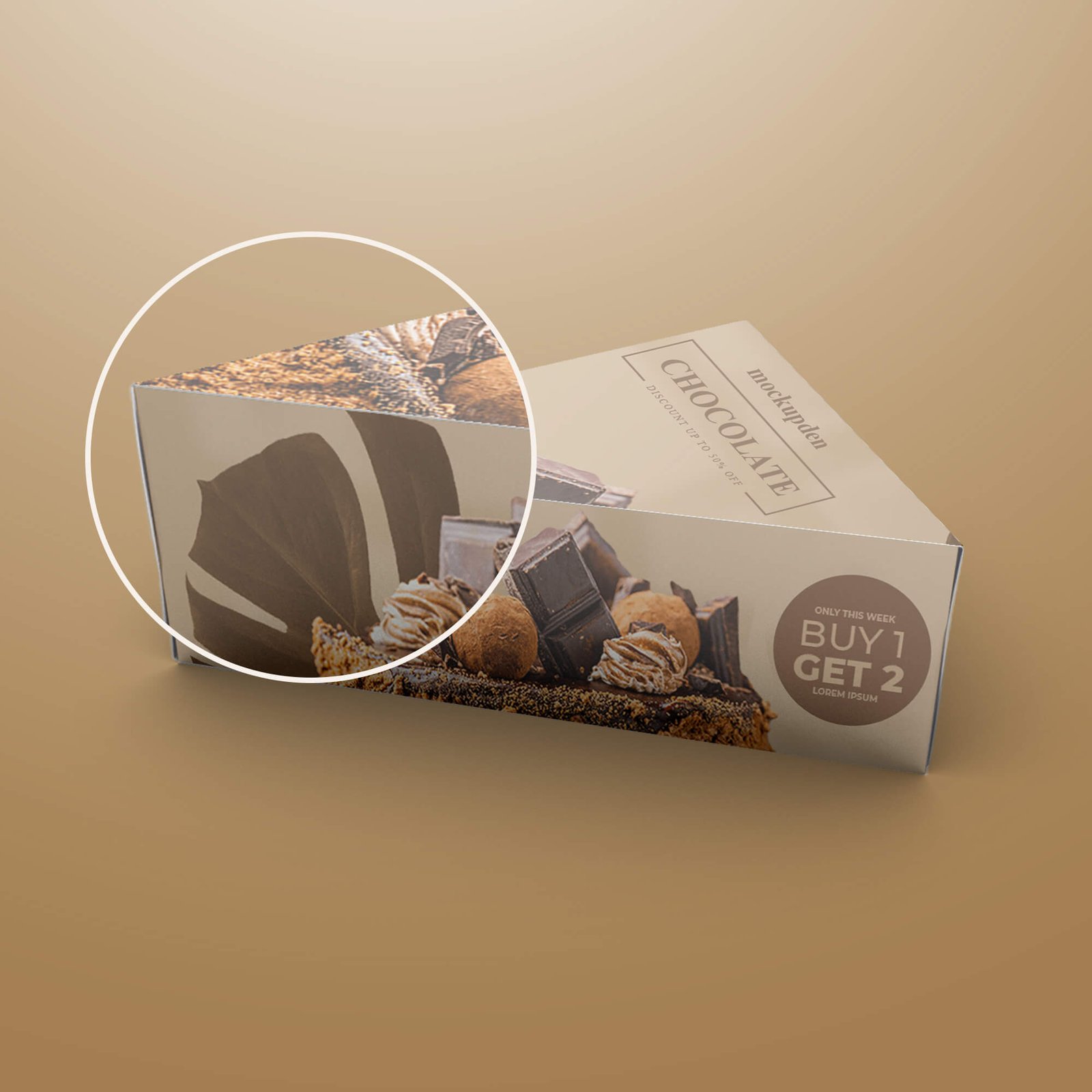 Close Up Of a Free Pastry Box Mockup PSD Template