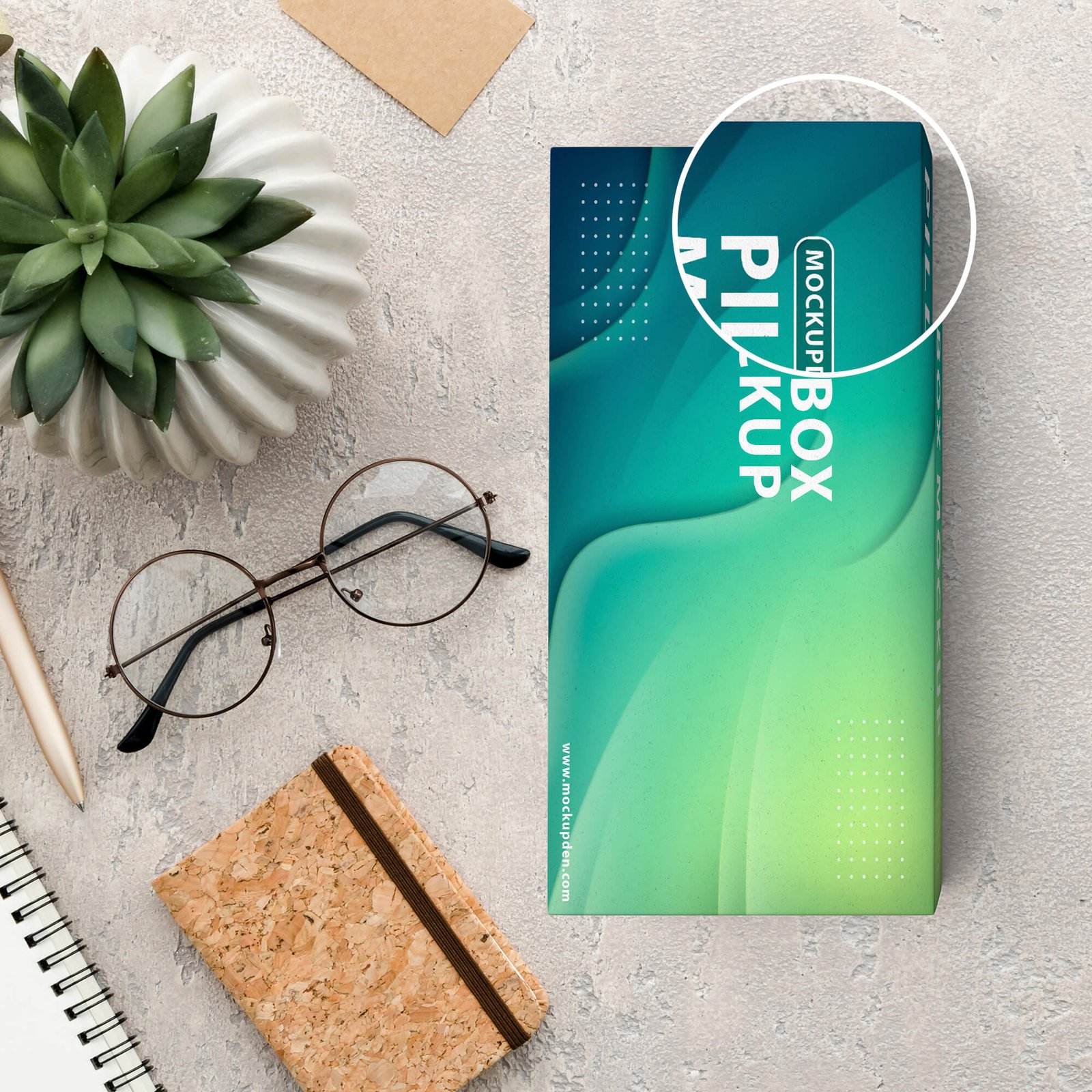 Close Up Of a Free Pill Box Mockup PSD Template