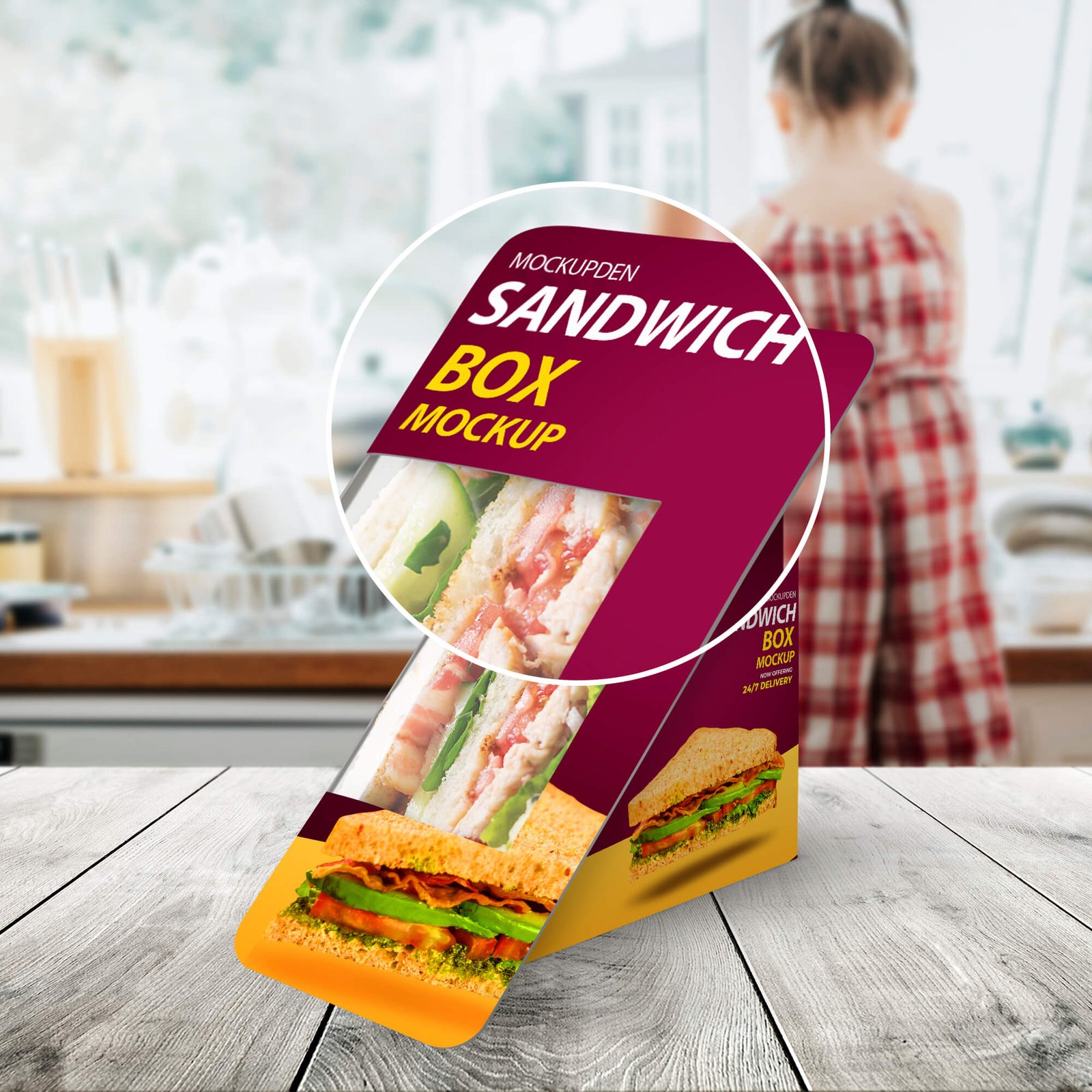 Close Up Of a Free Sandwich Box Mockup PSD Template