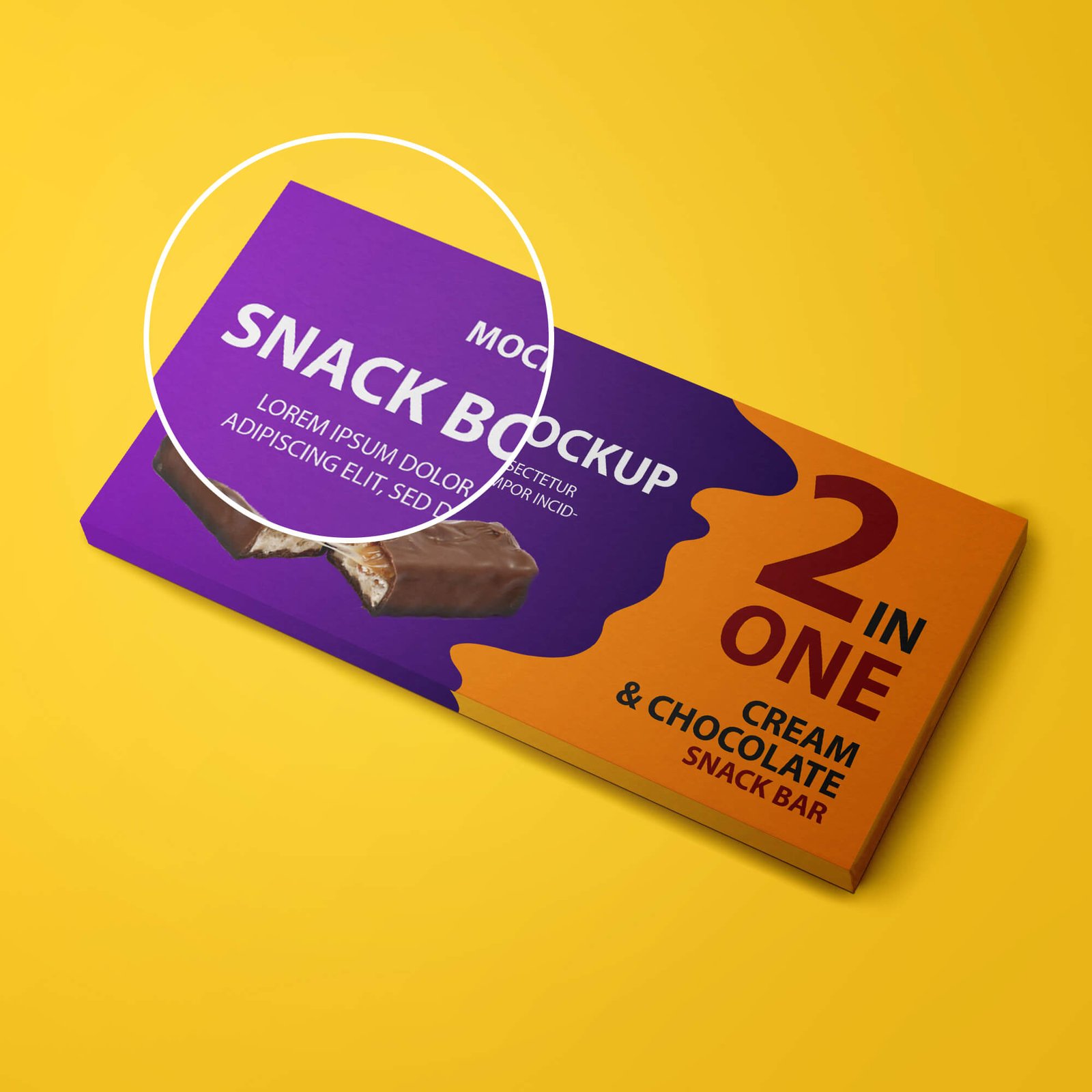 Close Up Of a Free Snack Box Mockup PSD Template