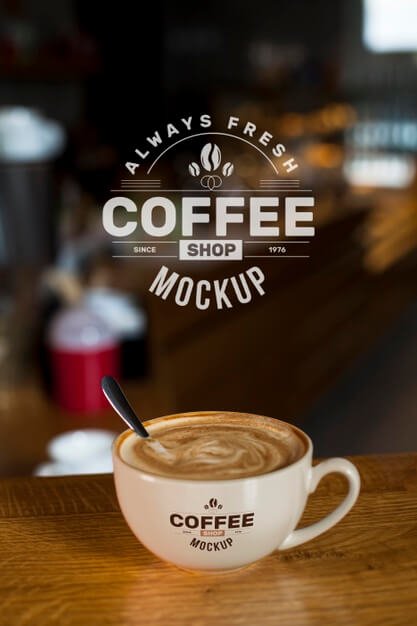 Coffee at shop mock-up Free Psd