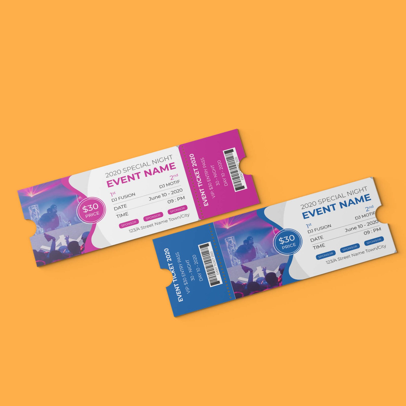 Free Concert Ticket Mockup PSD Template Mockup Den Free Concert Ticket Mockup PSD Template Mockup Den