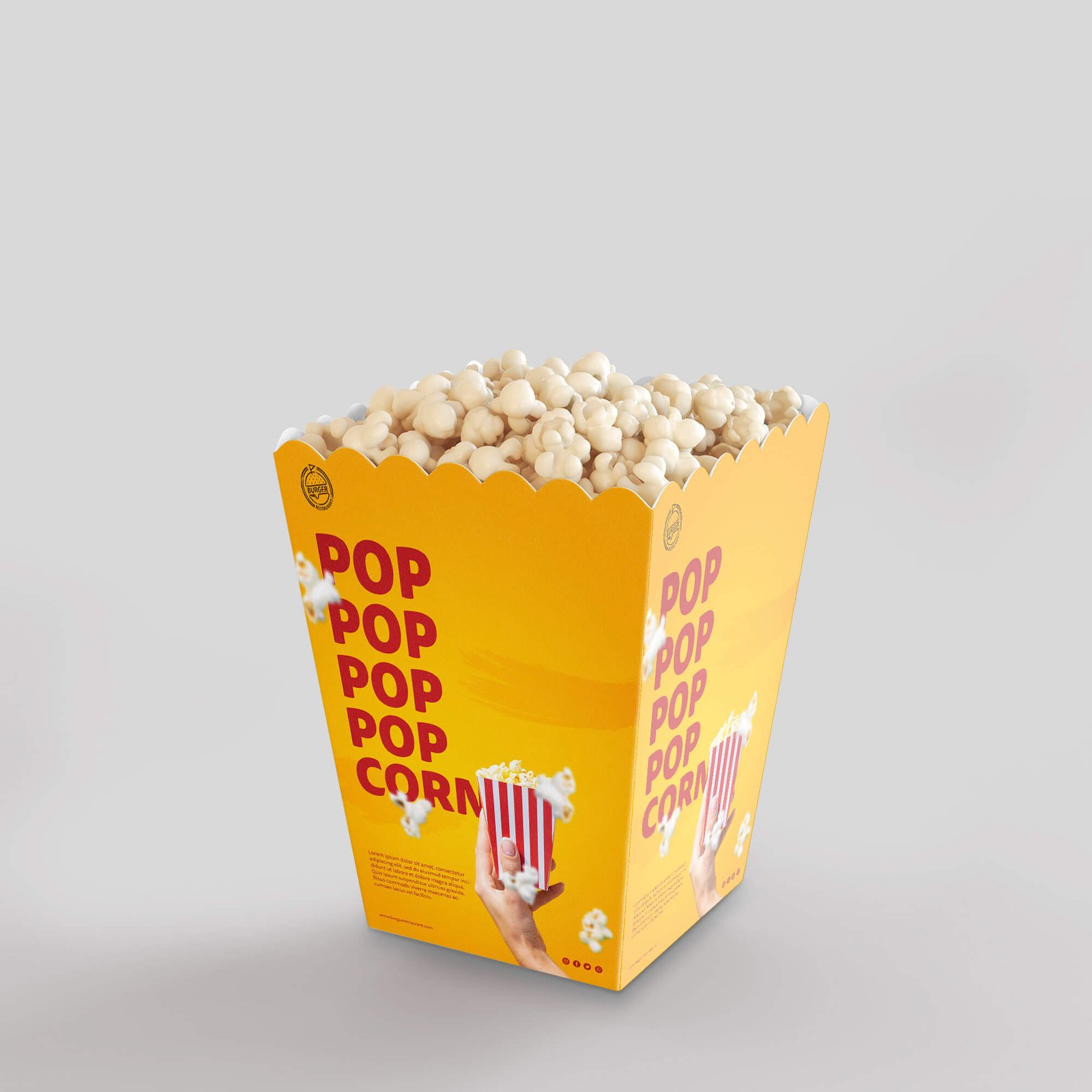 Design Free Popcorn Box Mockup PSD Template