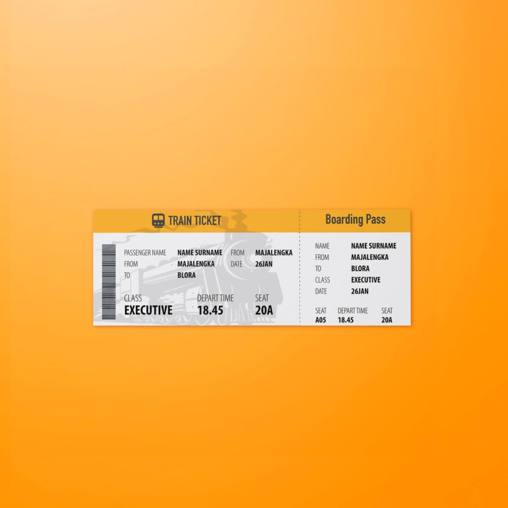 Free Train Tickets Mockup PSD Template - Mockup Den