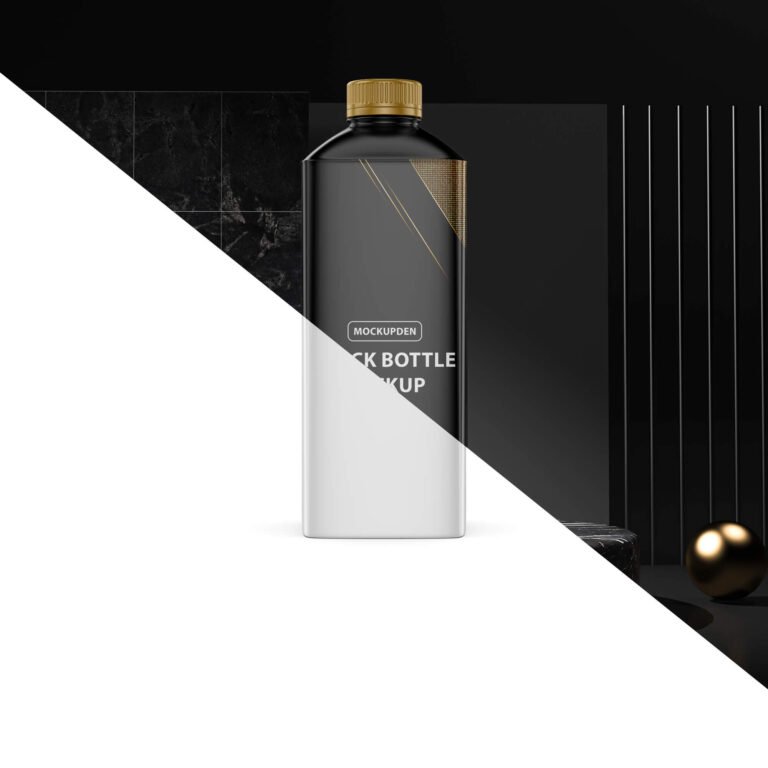 Download Free Black Bottle Mockup PSD Template - Mockup Den