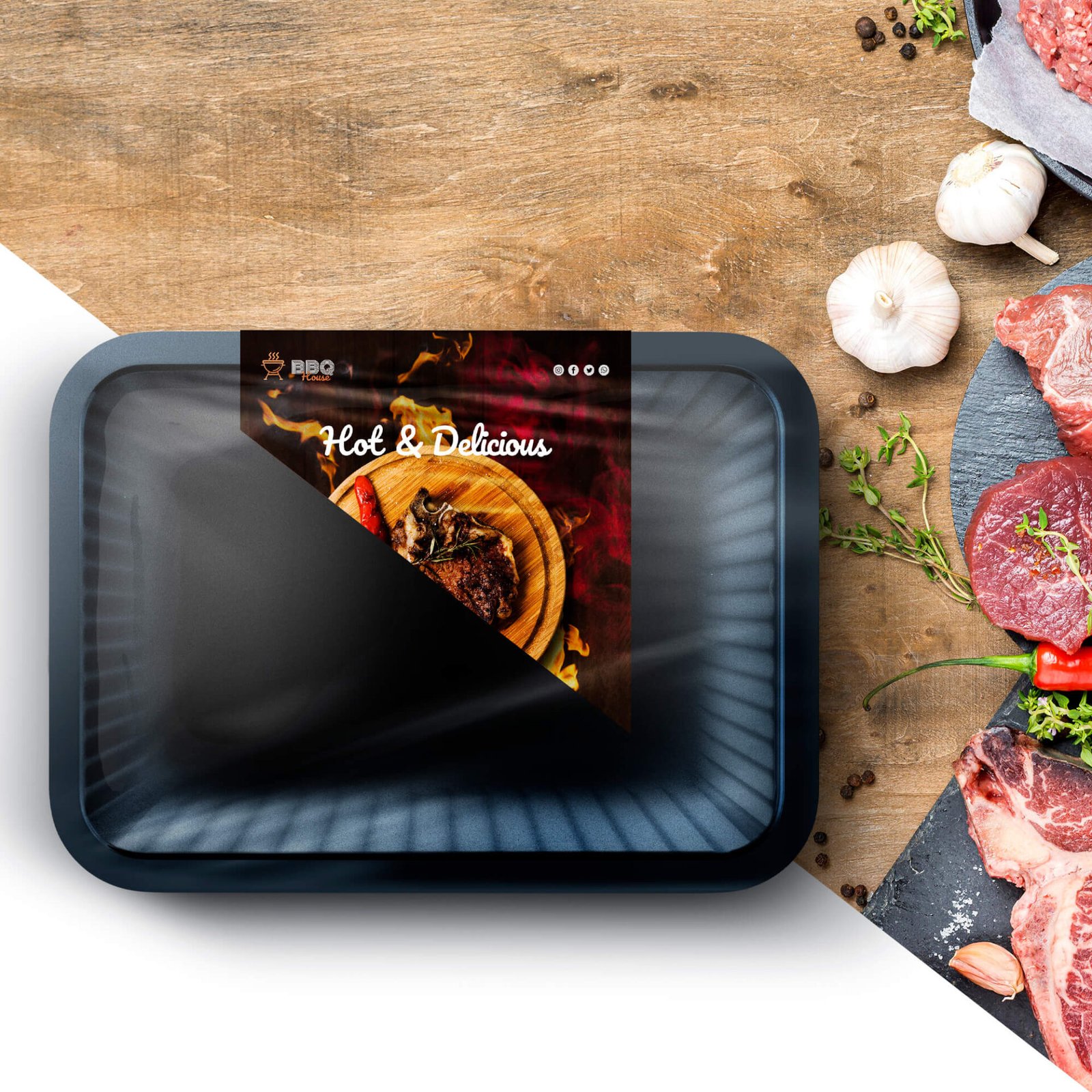 Free Food Pack Mockup PSD Template Mockup Den