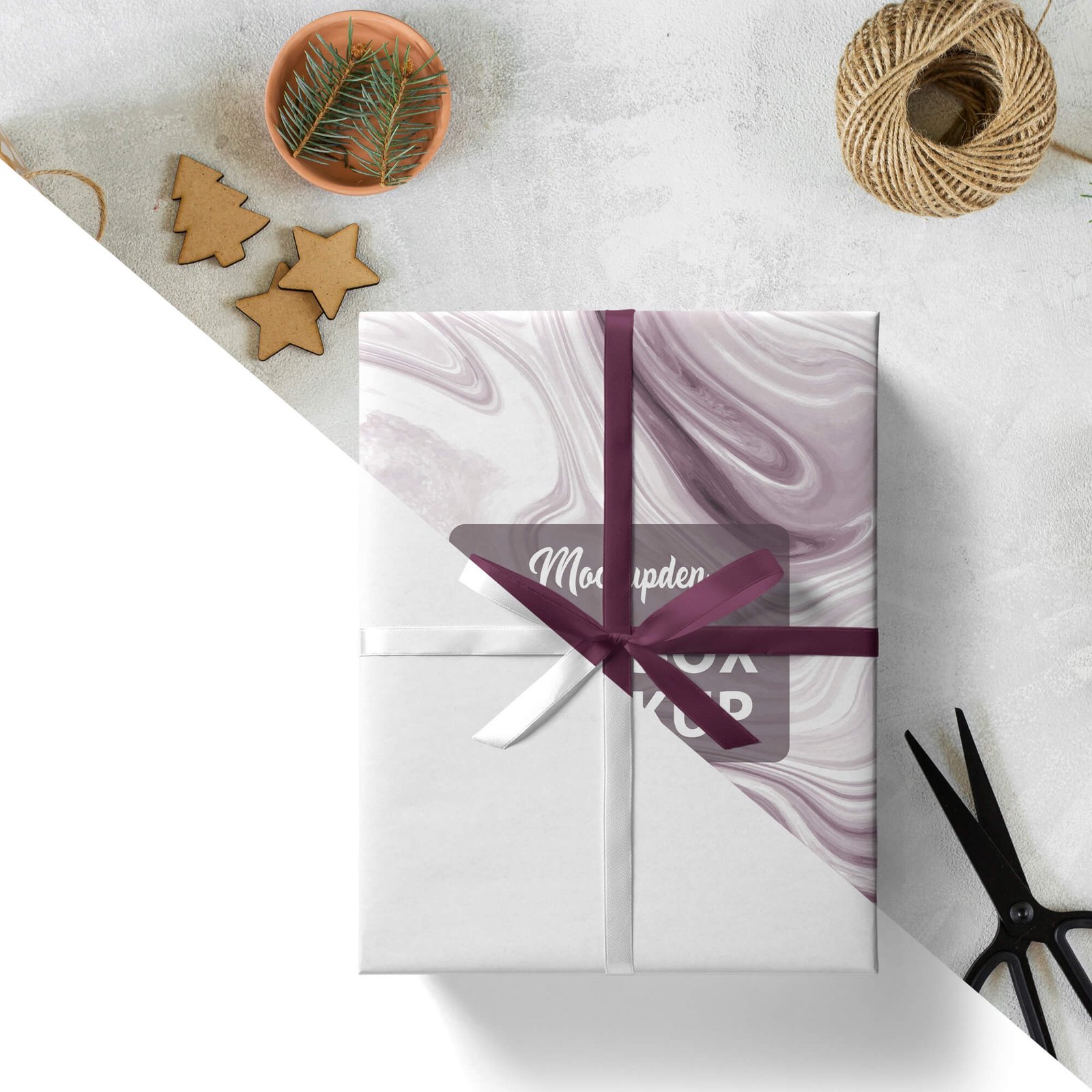 Editable Free Gift Box Mockup PSD Template