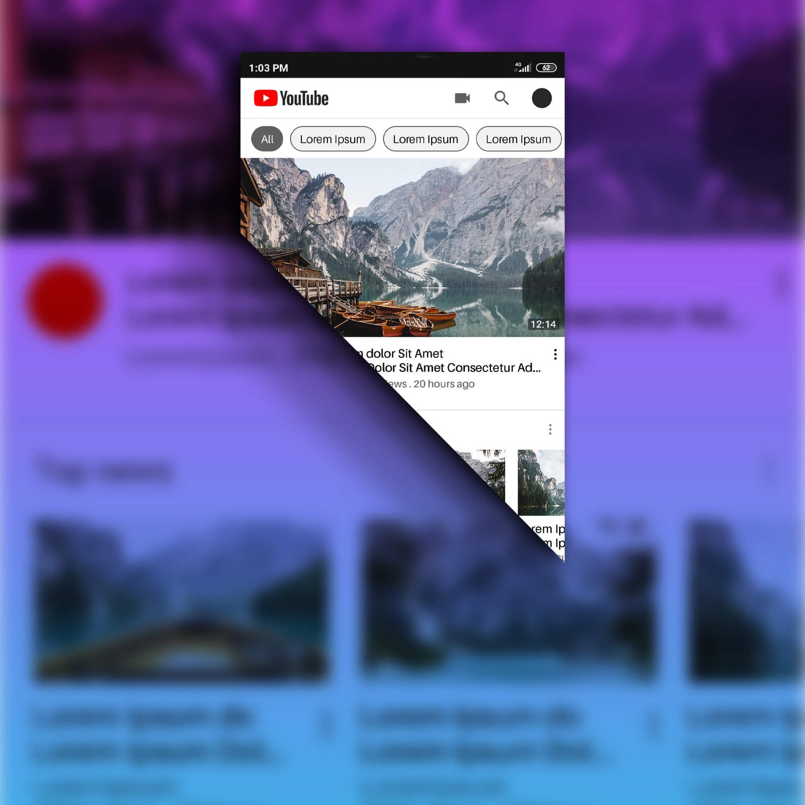 Editable Free YouTube App Mockup PSD Template