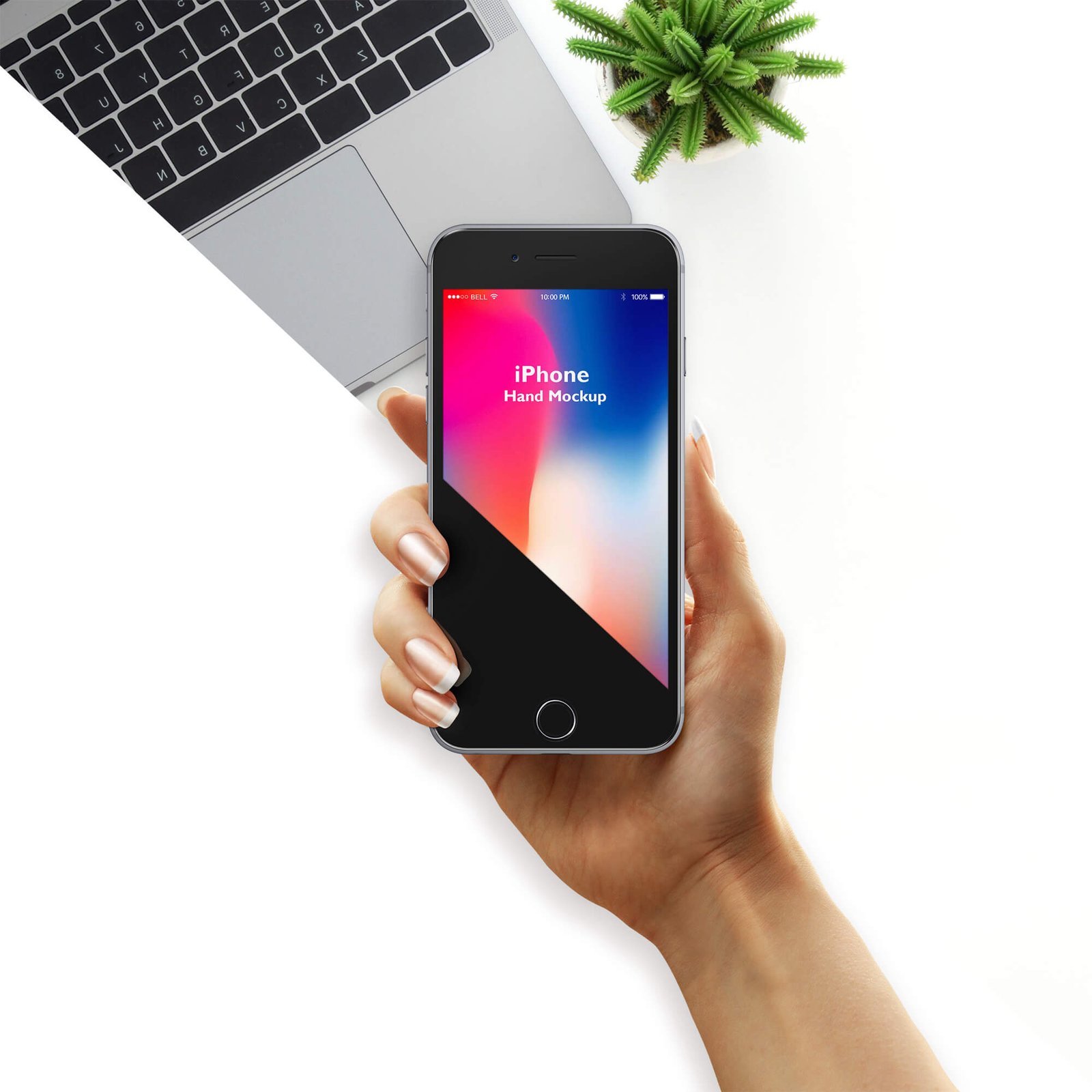 Editable Free iPhone Hand Mockup PSD Template