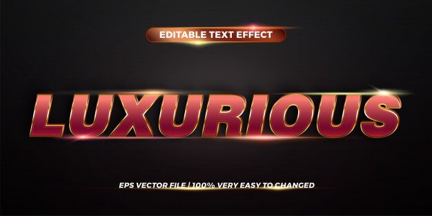 Editable text effect styles concept - red gold gradient color of luxurious words Premium Vector