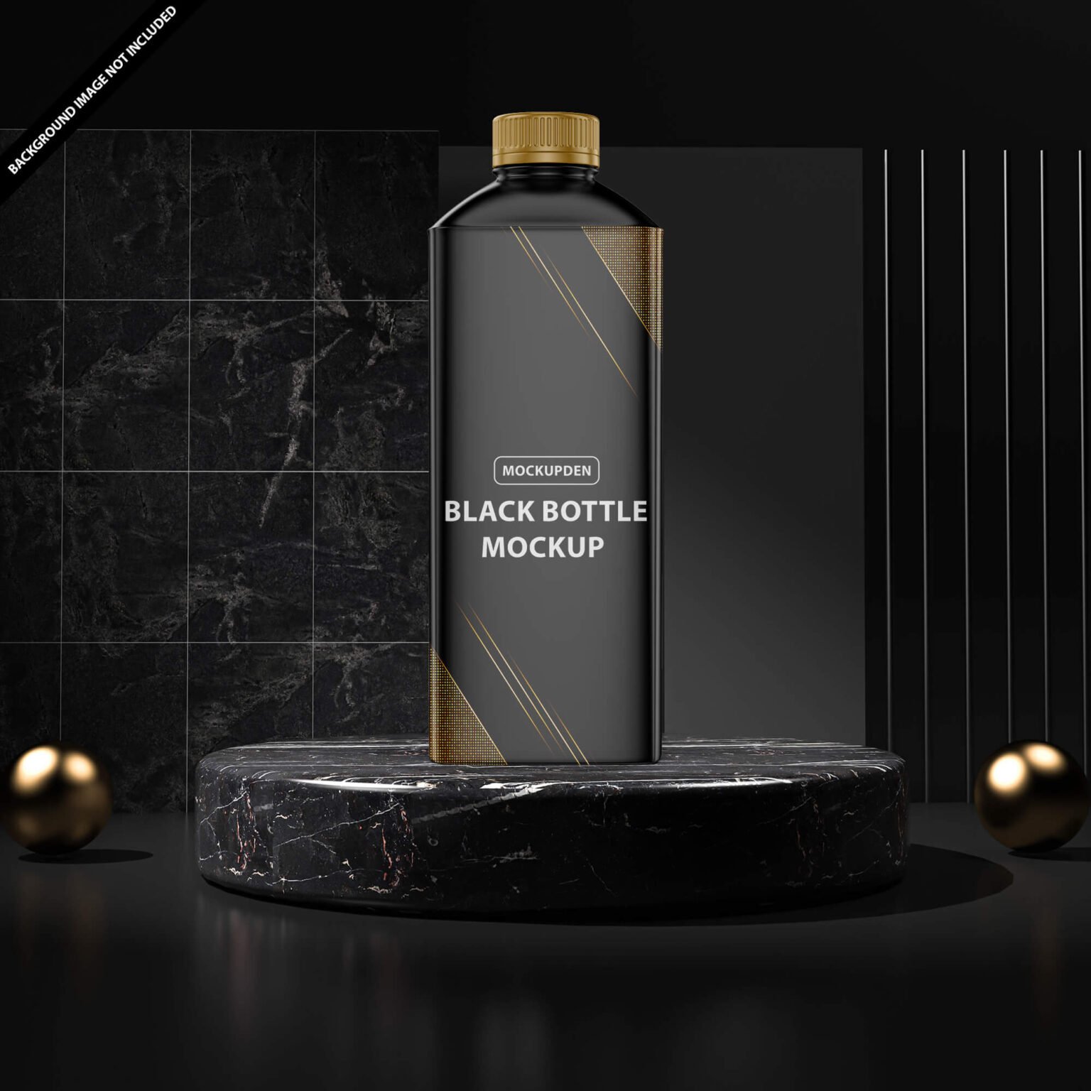 Download Free Black Bottle Mockup PSD Template - Mockup Den