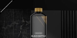 Free Black Bottle Mockup PSD Template