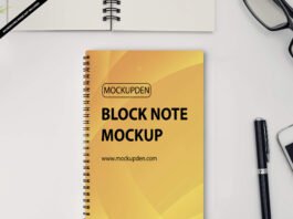 Free Block Note Mockup PSD Template