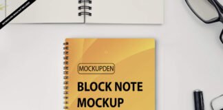 Free Block Note Mockup PSD Template