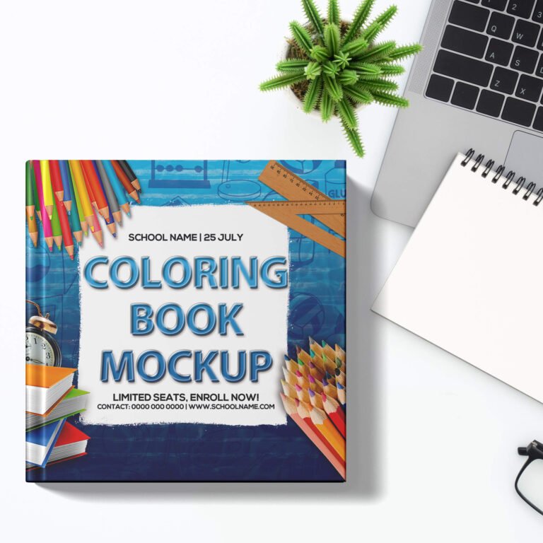 Free Coloring Book Mockup PSD Template