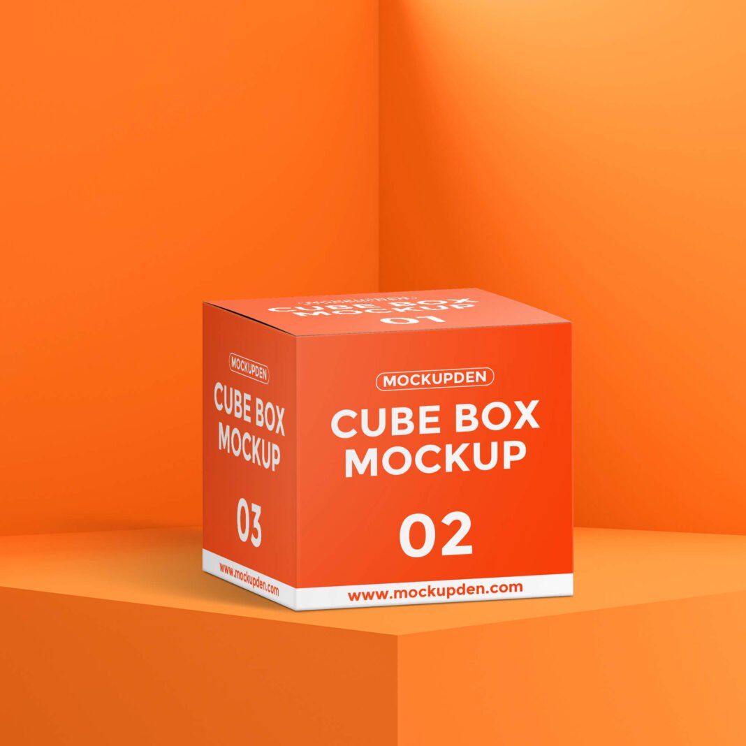 Free Cube Box Mockup PSD Template - Mockup Den