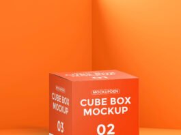 Free Cube Box Mockup PSD Template