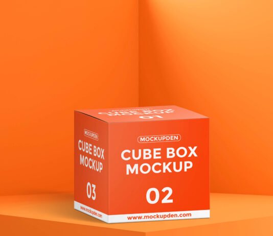 Free Cube Box Mockup PSD Template