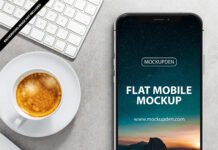 Free Flat Mobile Mockup PSD Template