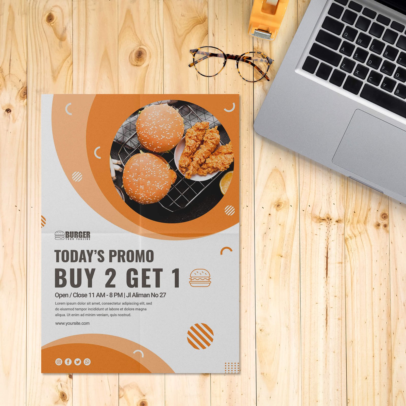 Folded Poster Free Mockup PSD Template
