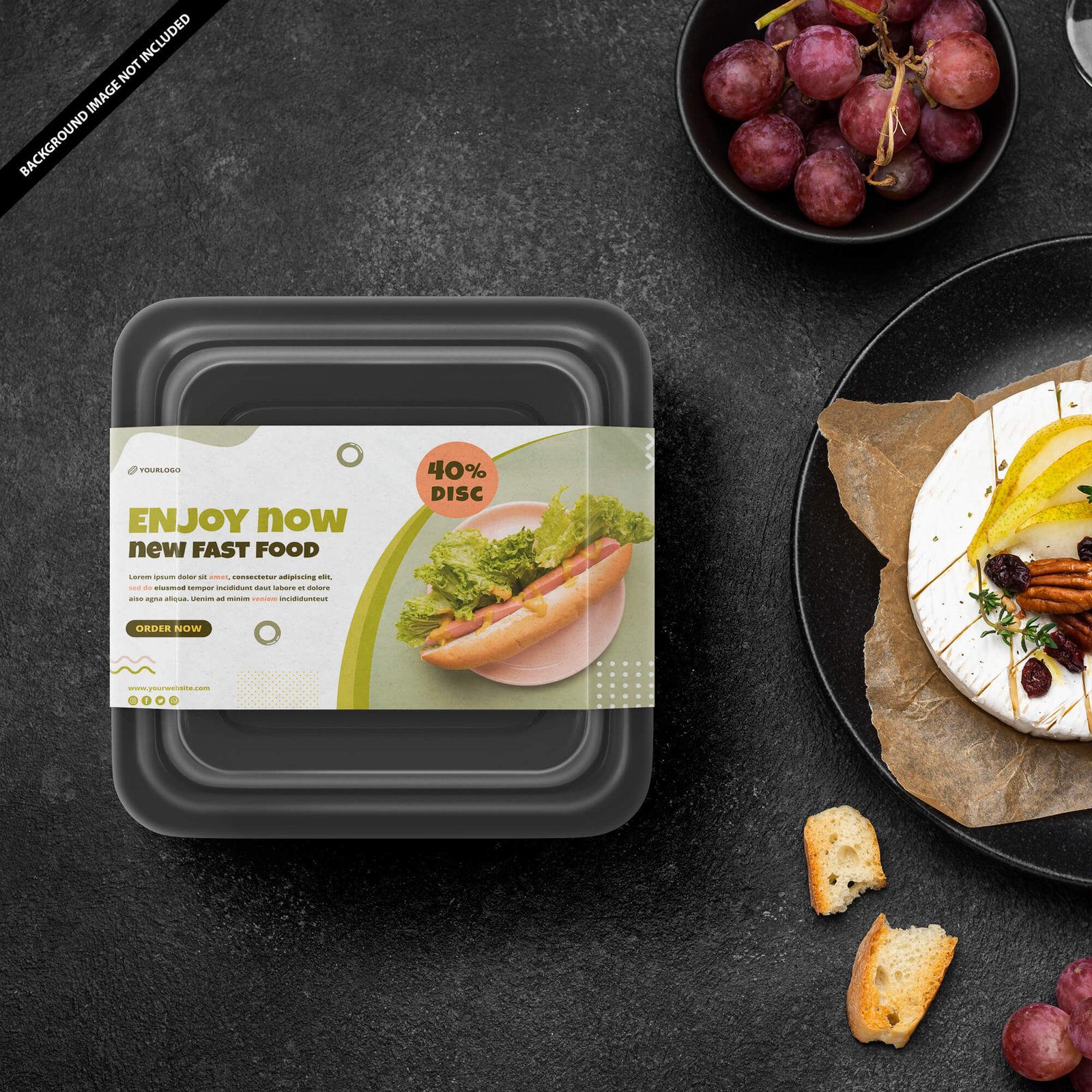 Free Clear Plastic Food Box Mockup, Free Mockup PSD