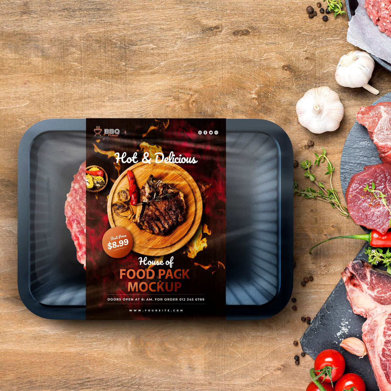 Free Food Pack Mockup PSD Template