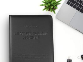 Free Leather Folder Mockup PSD Template