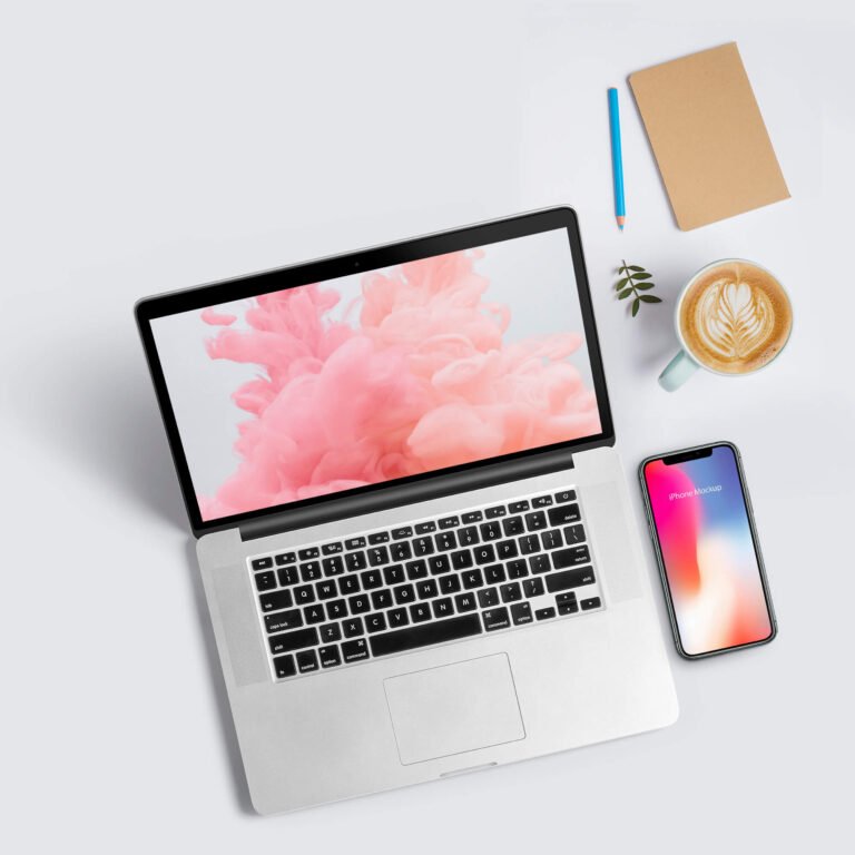 Free MacBook iPhone Mockup PSD Template