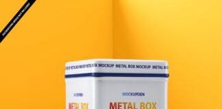 Free Metal Box Mockup PSD Template
